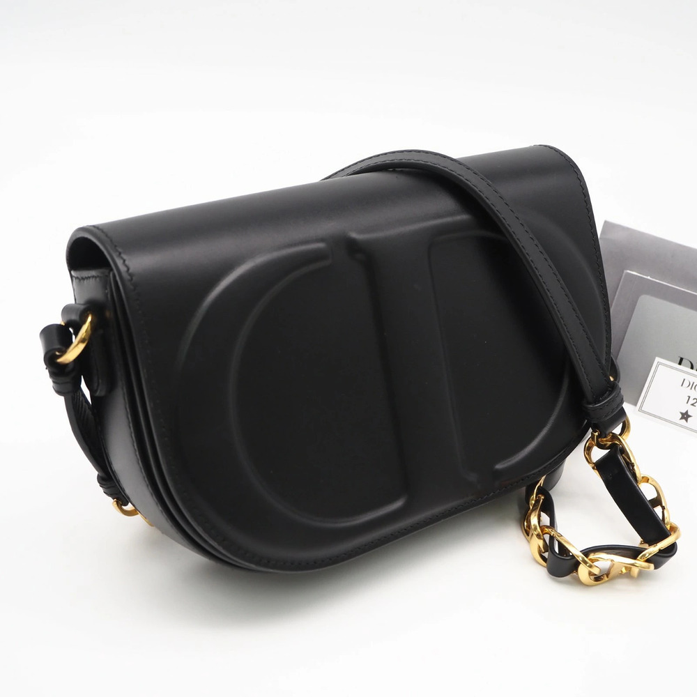 Christian Dior CD Signature Calf Leather Shoulder Bag Black